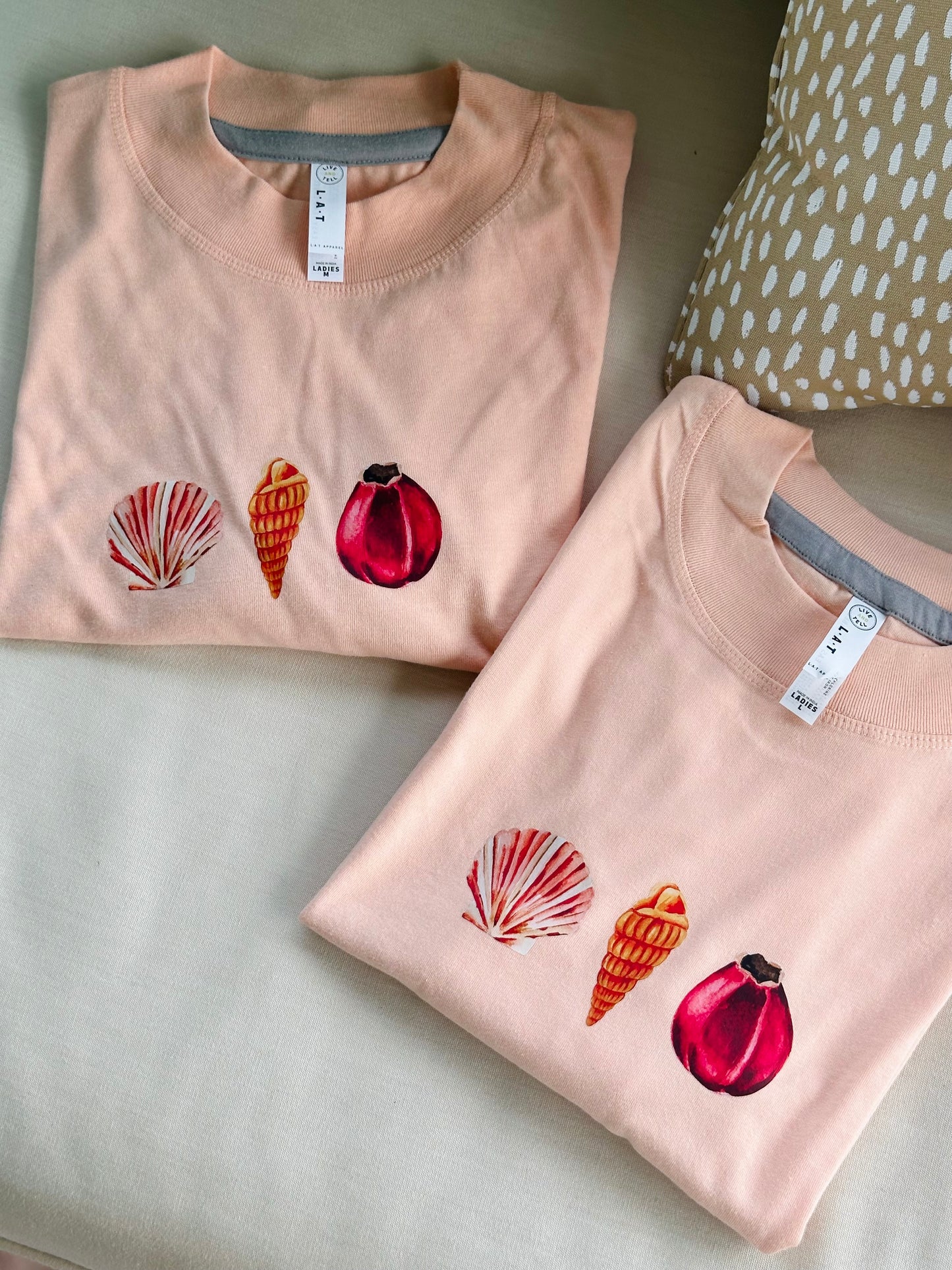 Coral Colored Sea Shell Cropped Tee