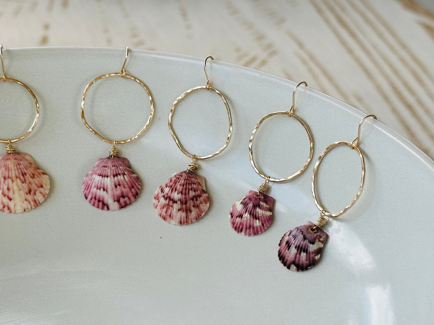 Gold Scallop Dangle Earrings