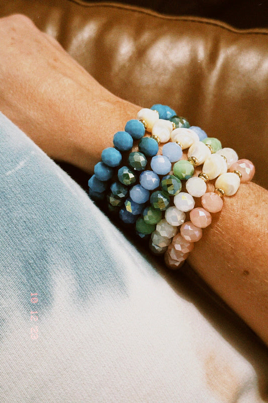 Mother of Pearl Crystal Beaded Bracelets