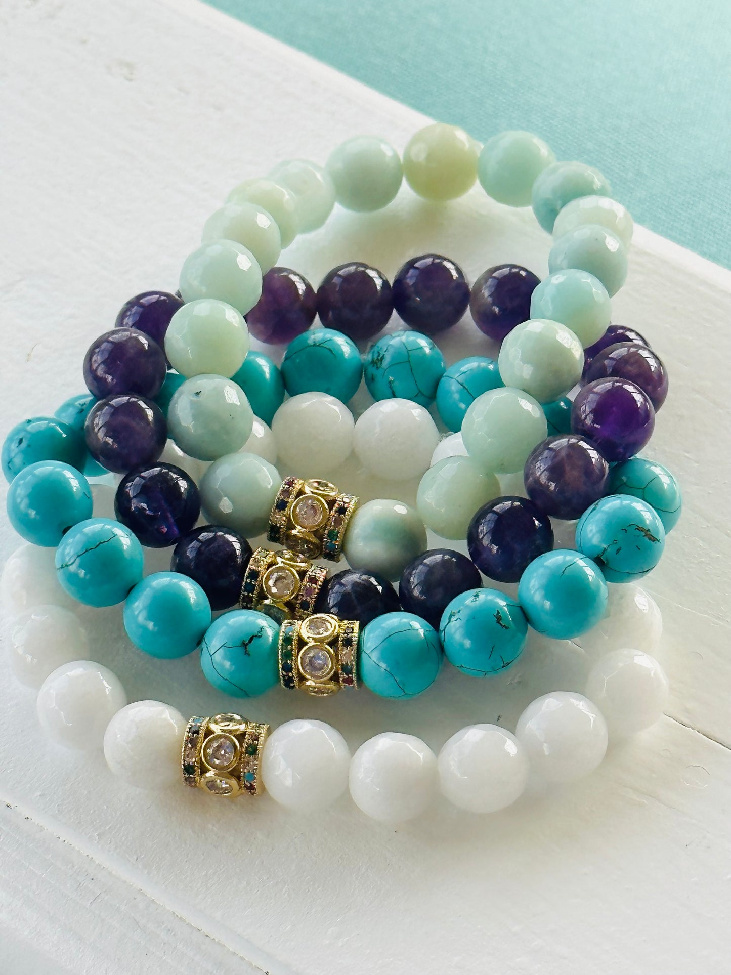 10mm Gemstone and Gold Filled Bracelets