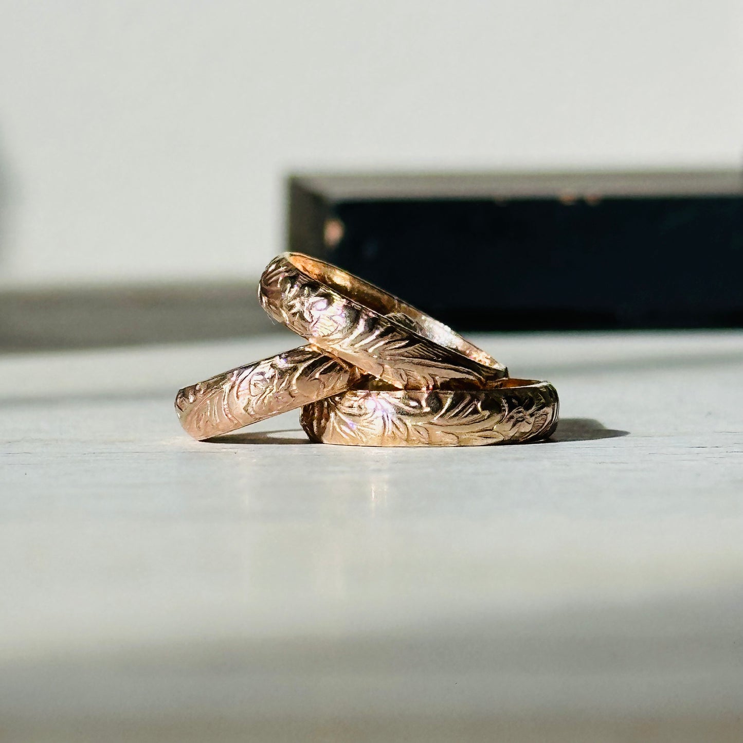 Gold Floral and Leaf Pattern Ring