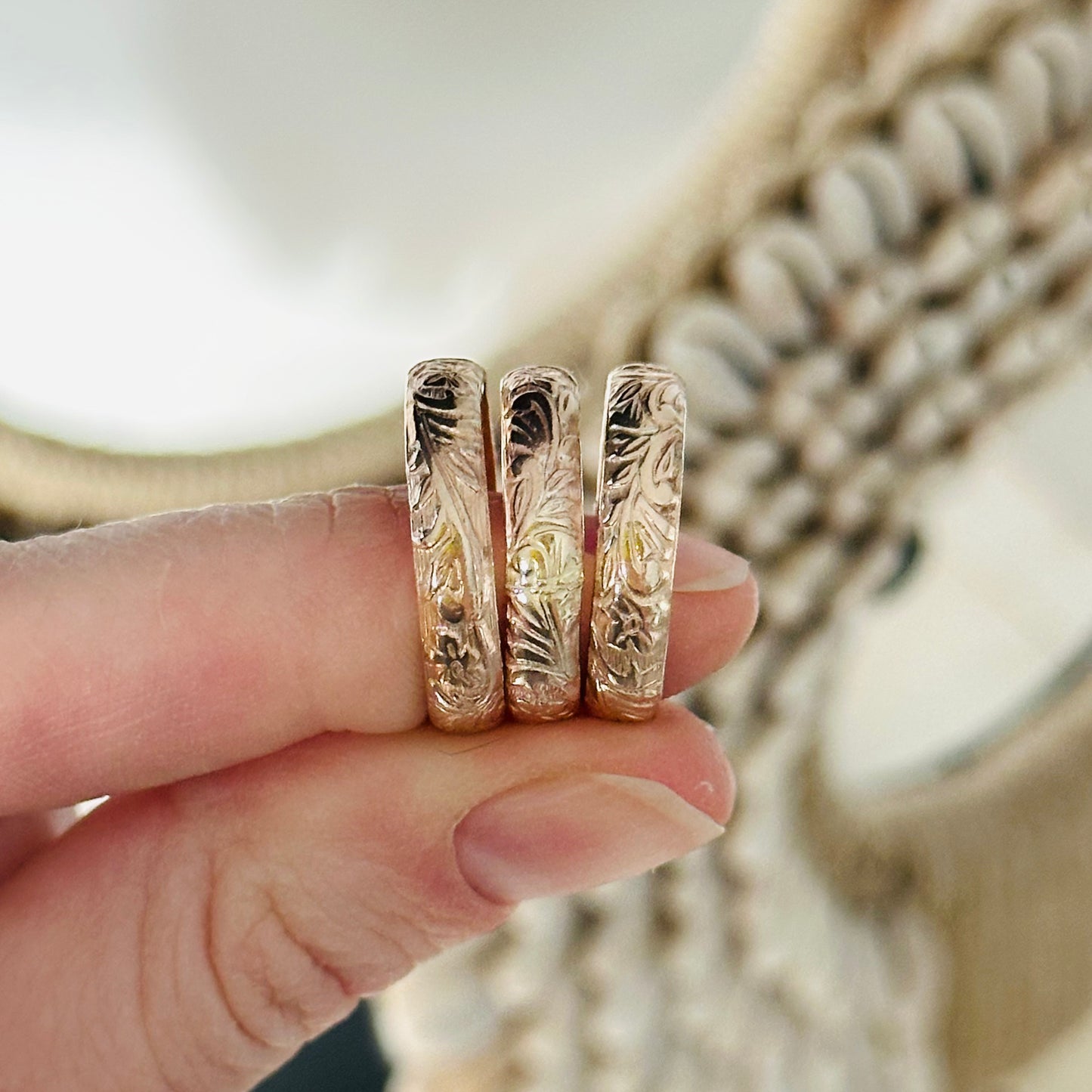 Gold Floral and Leaf Pattern Ring