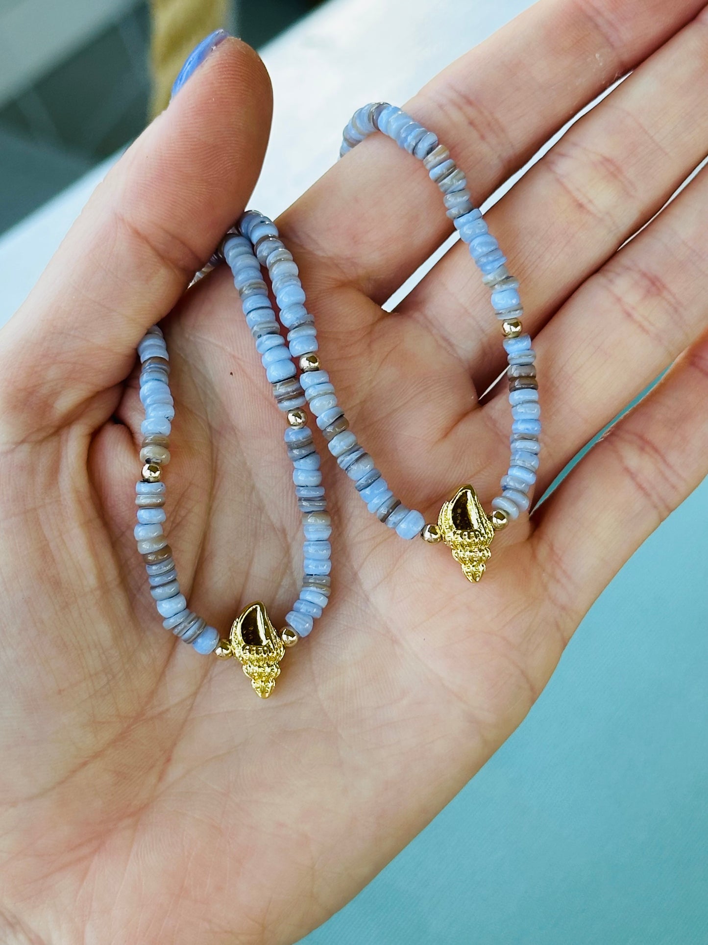 Muted Lavender Shell Beaded Choker