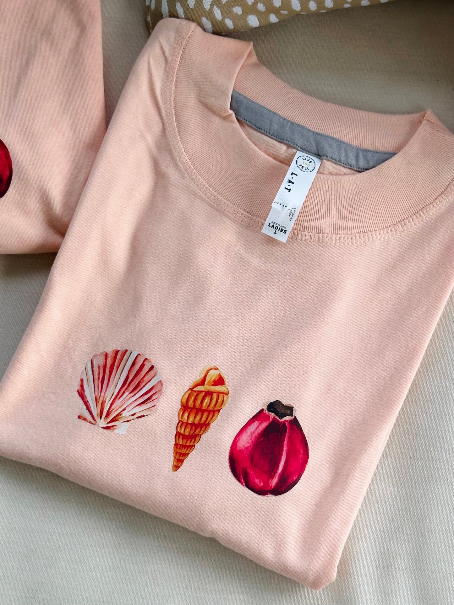 Coral Colored Sea Shell Cropped Tee