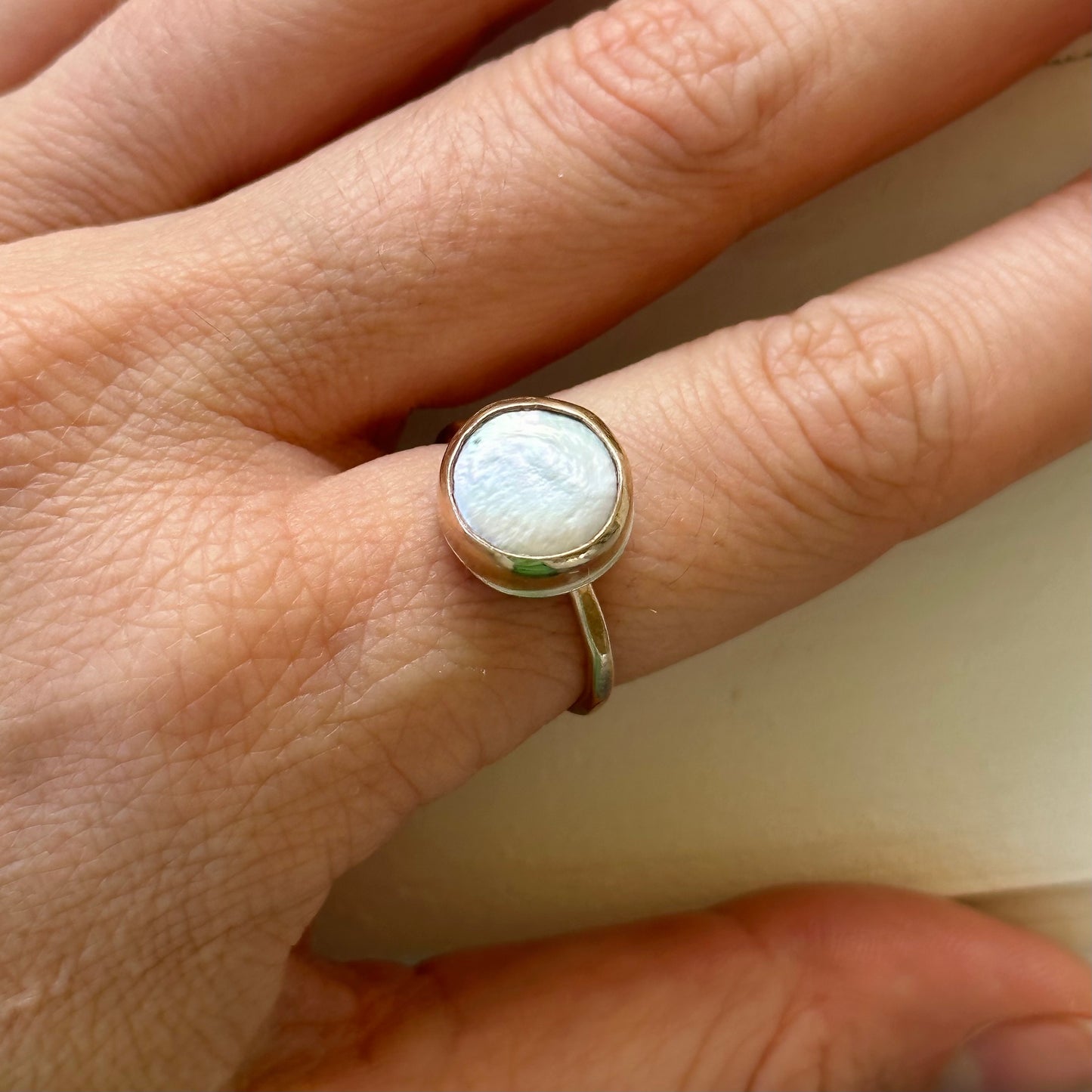 Gold Coin Pearl Ring