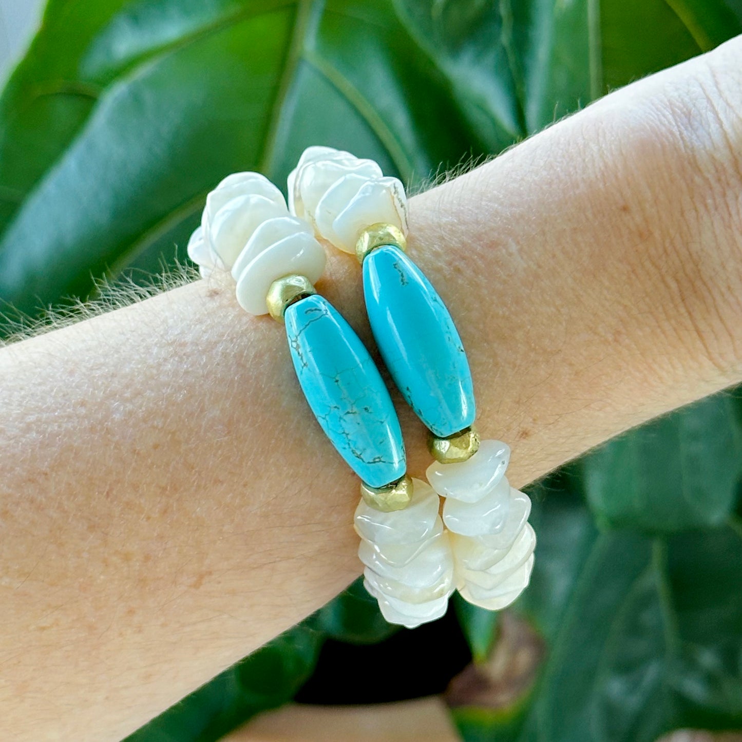 Turquoise and Agate Beaded Bracelets