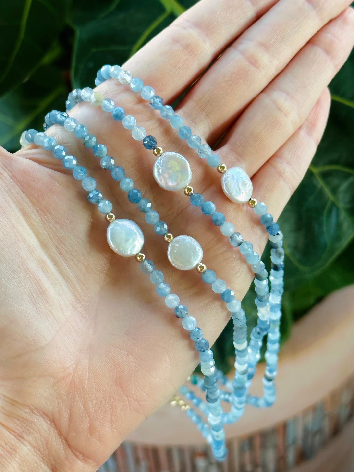 Moon Berry Aquamarine Beaded Choker