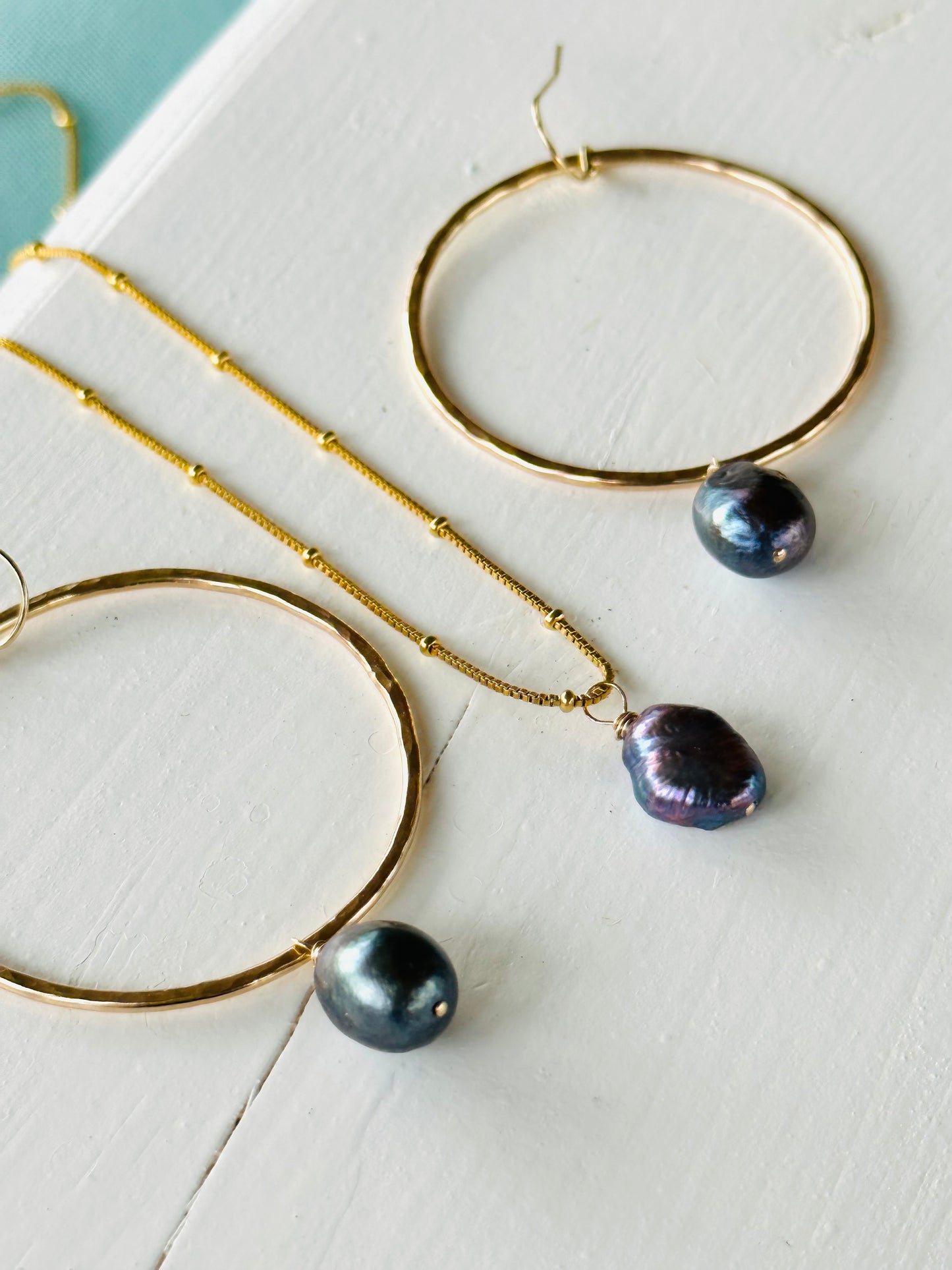 Tahitian Pearl Gold Hoops