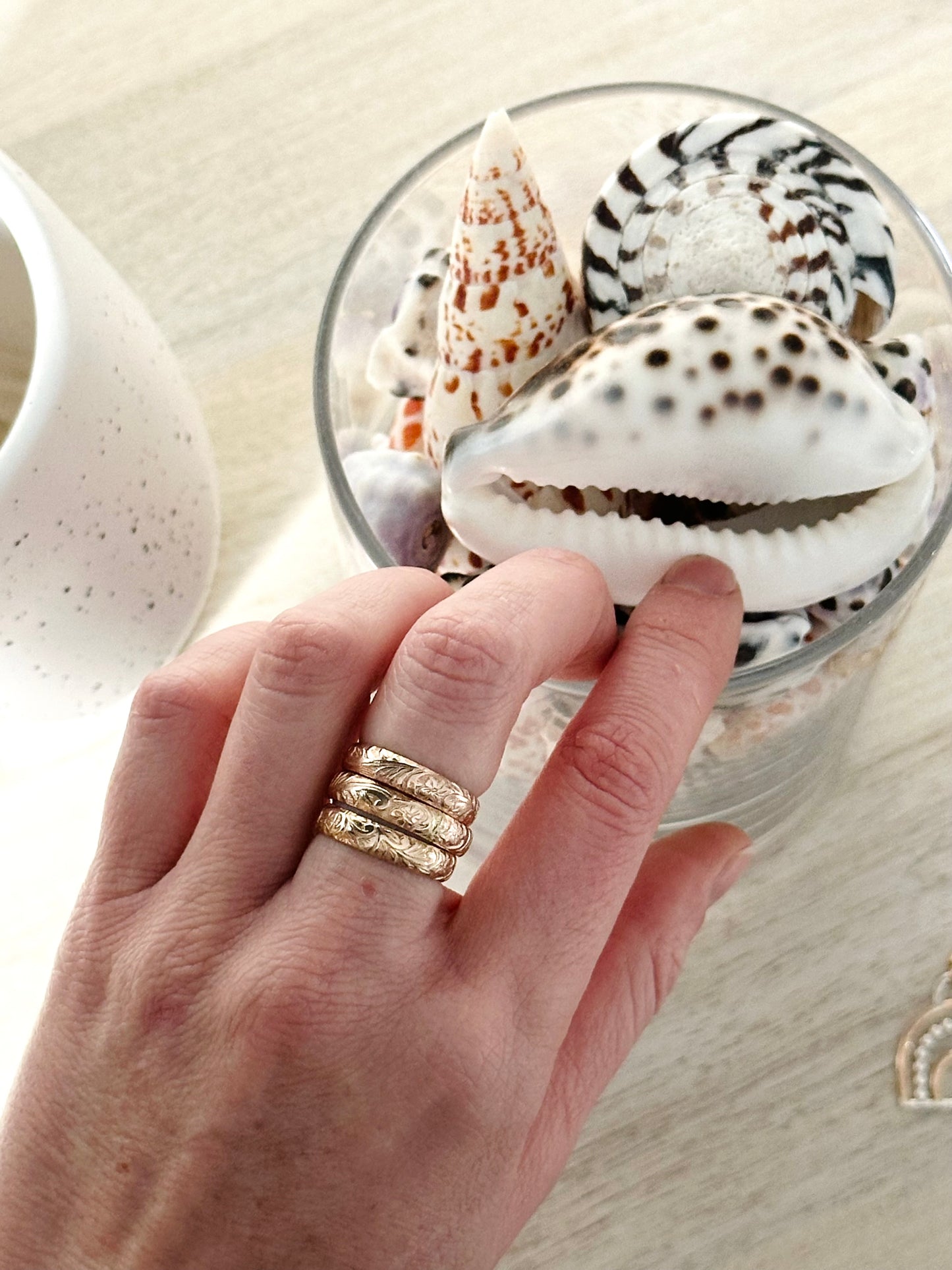 Gold Floral and Leaf Pattern Ring