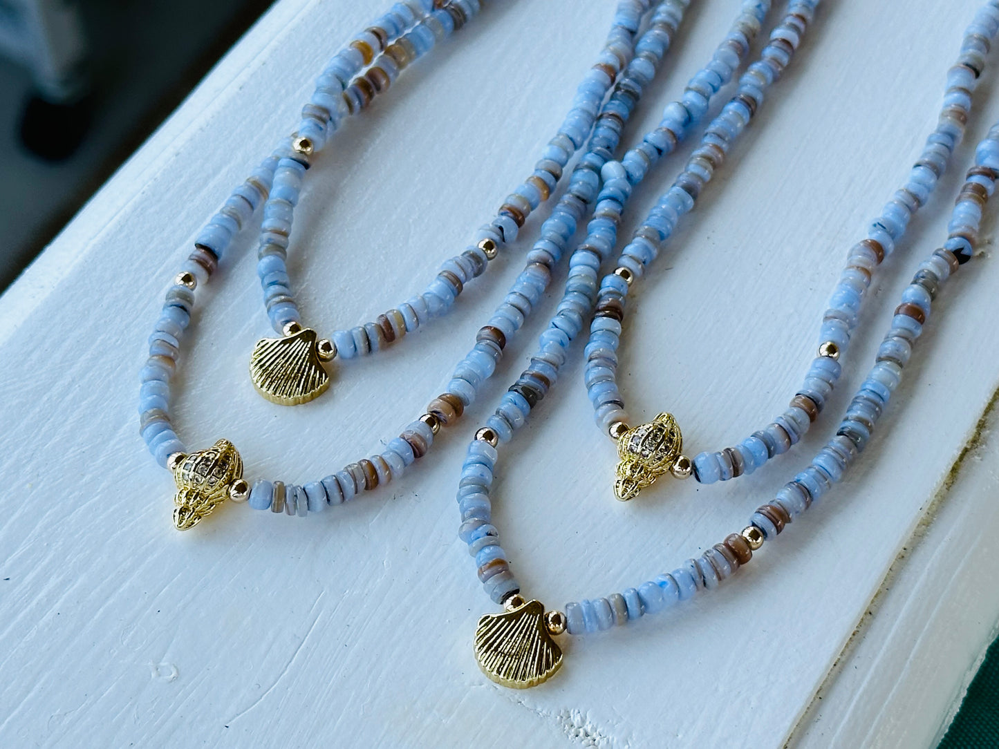 Muted Lavender Shell Beaded Choker