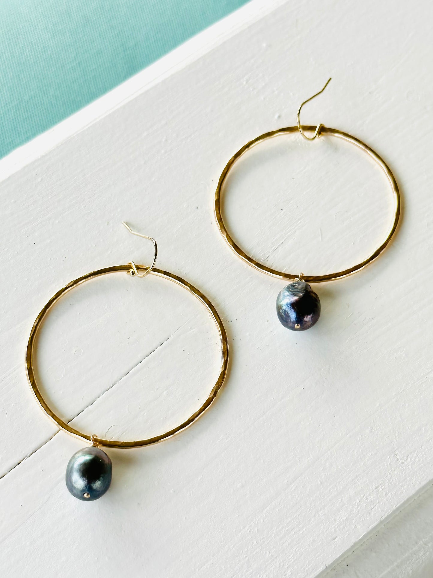 Tahitian Pearl Gold Hoops