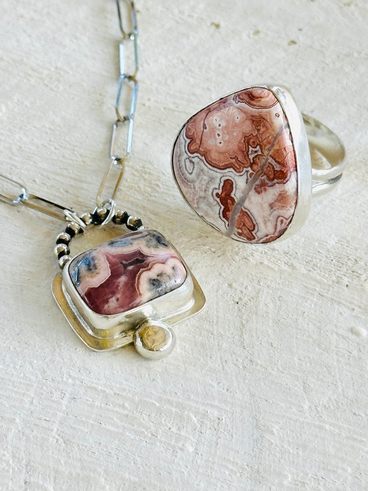 Agate Gemstone Silver Necklace