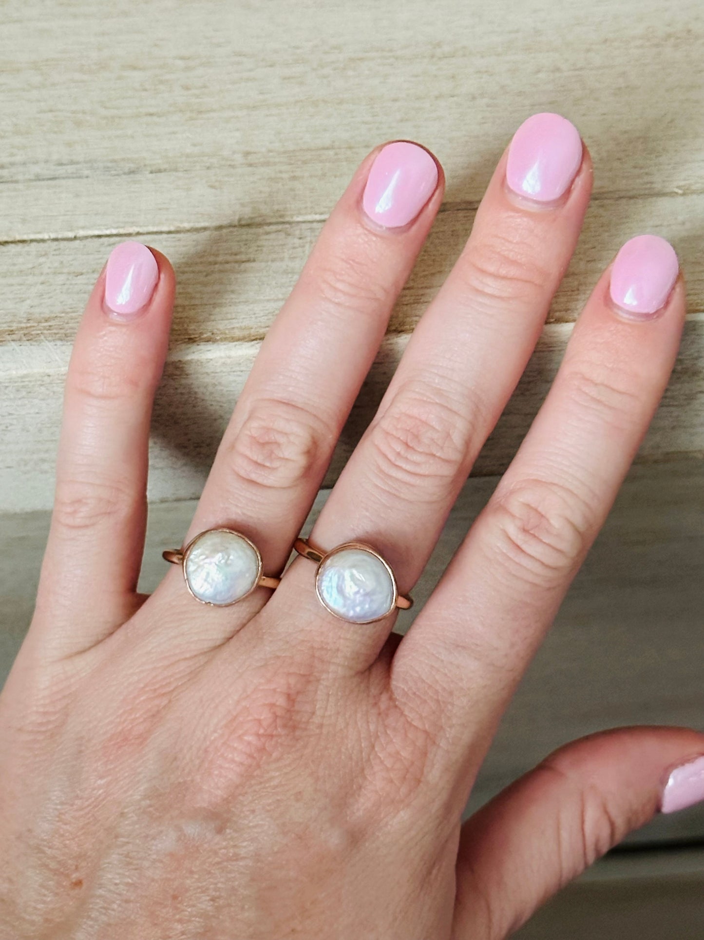 Gold Coin Pearl Ring