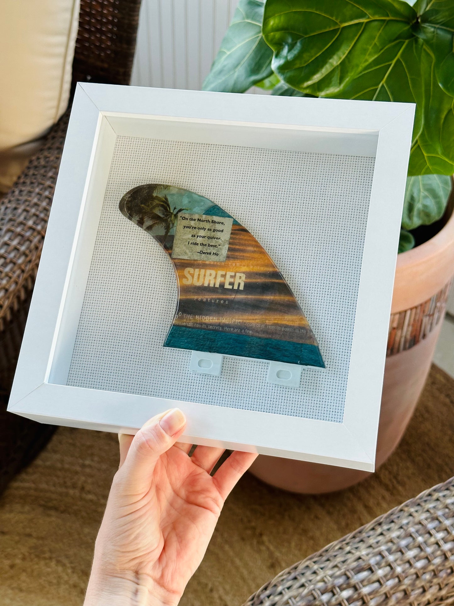 8x8 “Surfer” Surf Fin Shadow Box