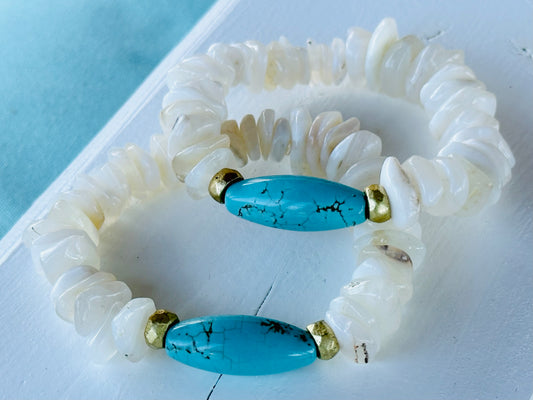 Turquoise and Agate Beaded Bracelets