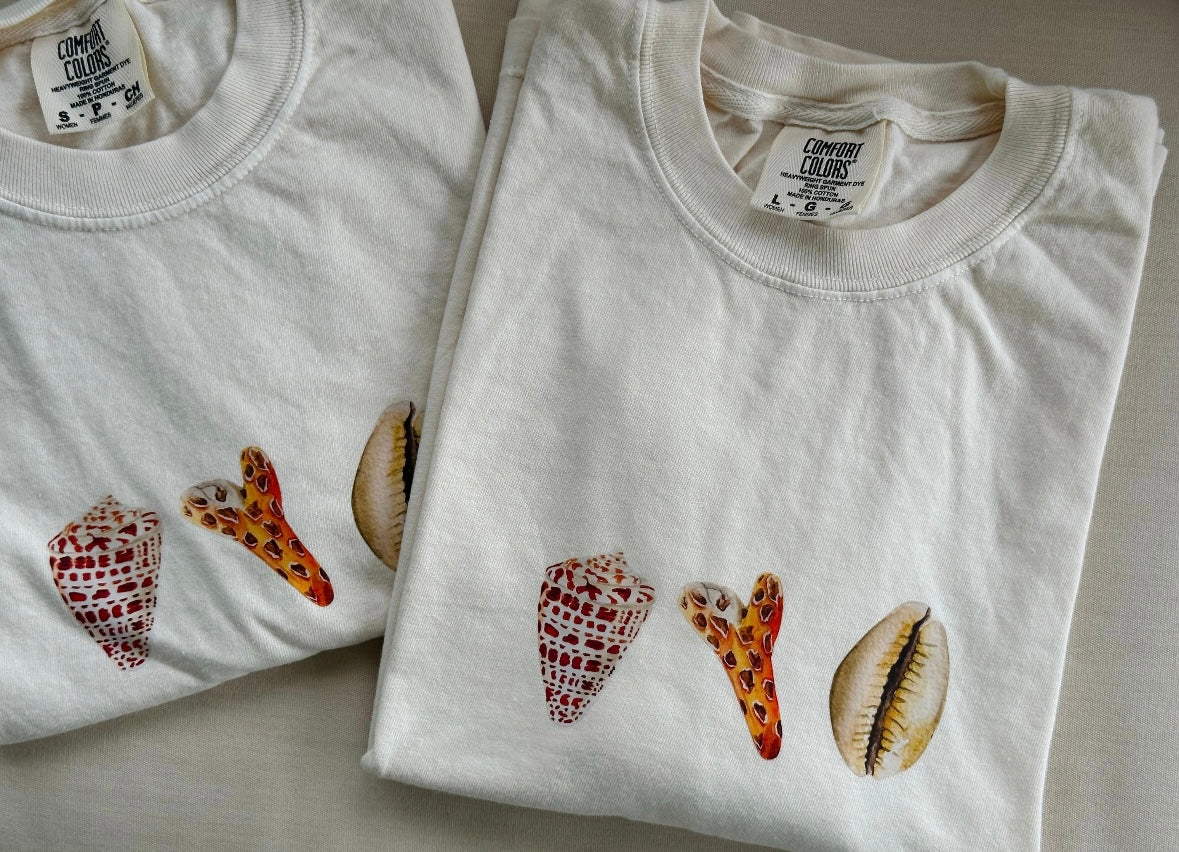 Ivory Colored Sea Shell Cropped Tee