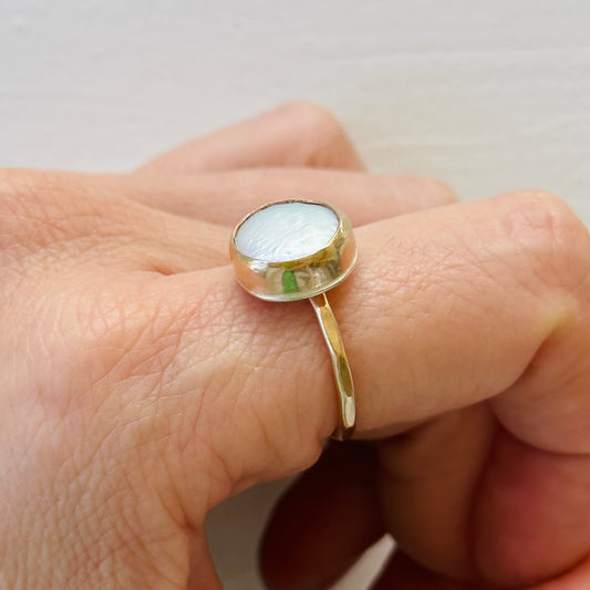 Gold Coin Pearl Ring