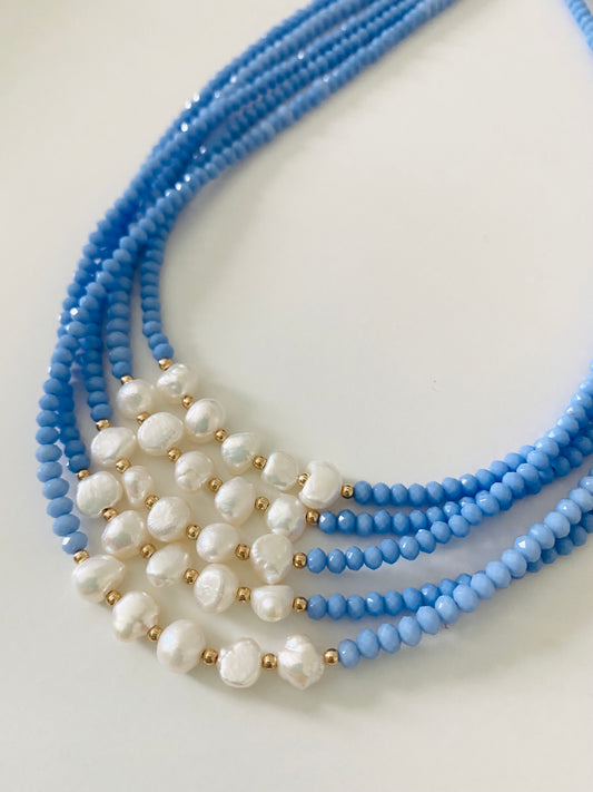 Bailee Blue Beaded Choker